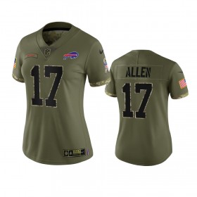Maillot Buffalo Bills Josh Allen 17 Olive 2022 Salute To Service Limited - Femme